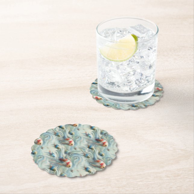 Underwater Art of Fish & Coral in Acrylic Paper Coaster (Insitu)