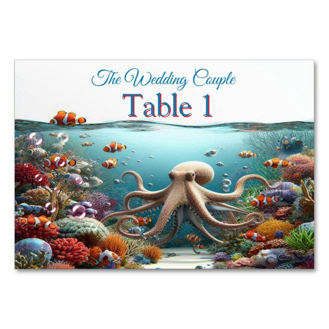Underwater Art of Fish & Coral in Acrylic Table Number (Front)
