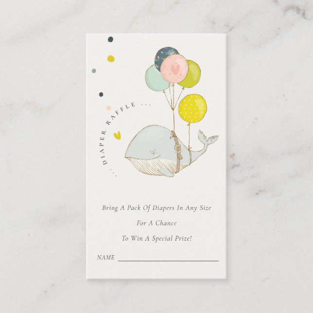 Underwater Balloon Whale Diaper Raffle Baby Shower Enclosure Card (Front)