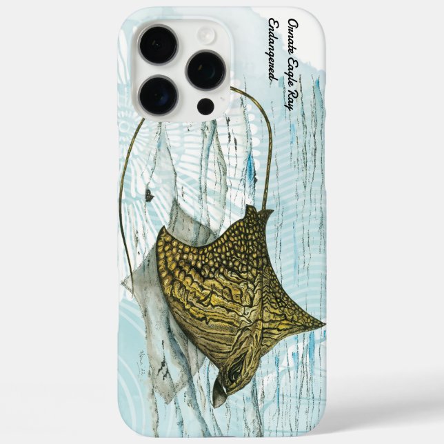 Underwater Beautiful Hand-Painted Ornate Eagle Ray Case-Mate iPhone Case (Back)