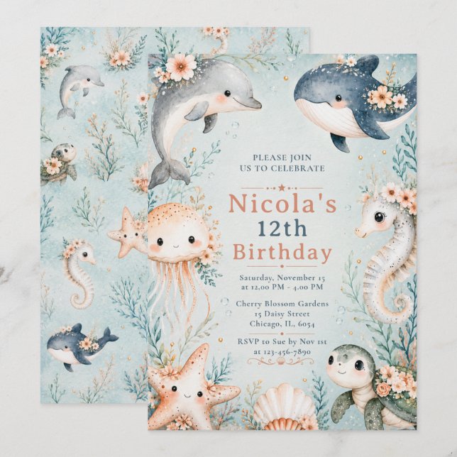 Underwater Birthday Invitation (Front/Back)
