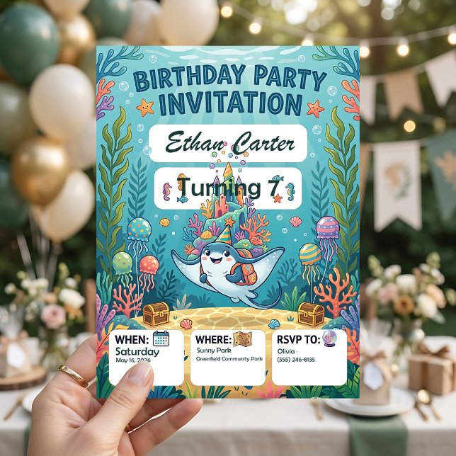 Underwater Birthday Invitations Customizable Zazzl (Creator Uploaded)