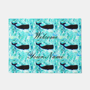underwater black whales swimming doormat