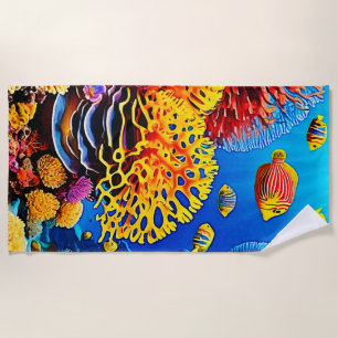 Underwater Coral Garden Design Beach Towel