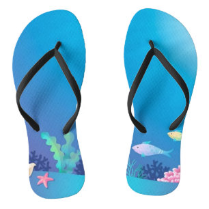 Underwater coral reef flip flops