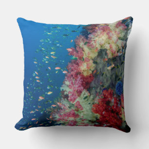 Underwater coral reef, Indonesia Throw Pillow