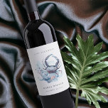 Underwater Crab Coral Nautical Any Age Birthday Wine Label<br><div class="desc">If you need any further customisation please feel free to message me on yellowfebstudio@gmail.com.</div>