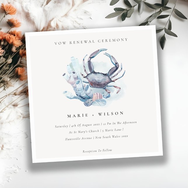 Underwater Crab Coral Nautical Vow Renewal Invite (Creator Uploaded)
