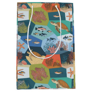 Underwater Creatures Collage Design Medium Gift Bag