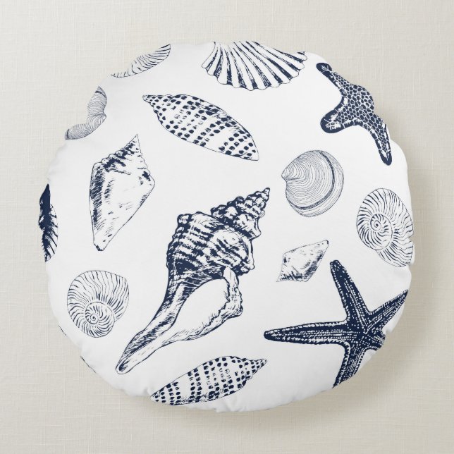 Underwater creatures round pillow (Front)