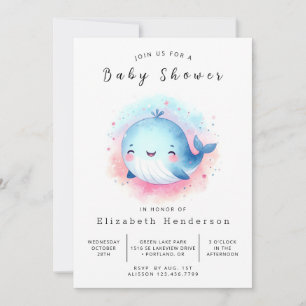 Underwater Custom Whale Baby Shower Invitation