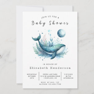 Underwater Custom Whale Baby Shower Invitation