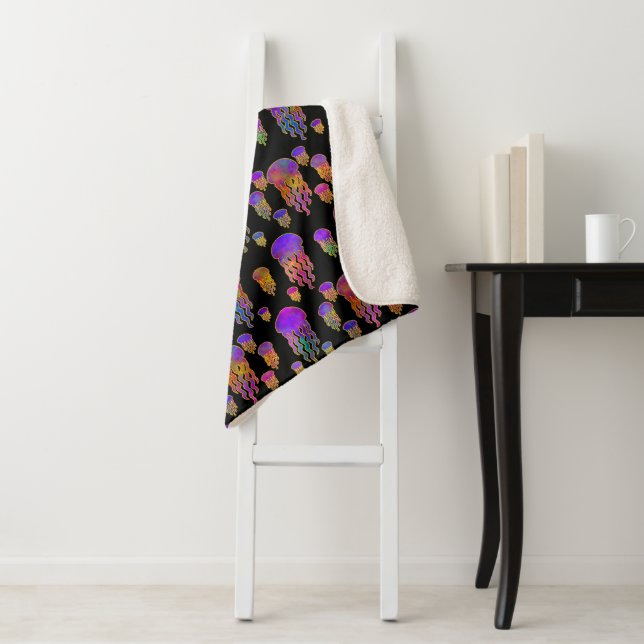 Underwater Dancing Rainbows Jet Sherpa Blanket (In Situ)