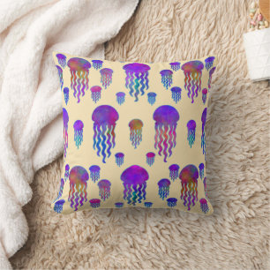 Underwater Dancing Rainbows Silk Throw Pillow