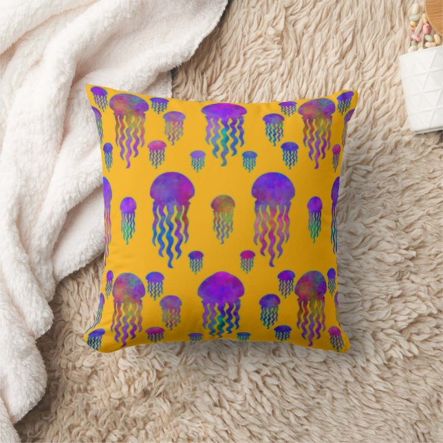 Underwater Dancing Rainbows Sunset Throw Pillow (Blanket)