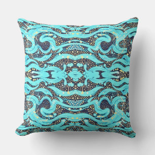 Underwater Dancing Sea Snakes Abstract Pattern Throw Pillow
