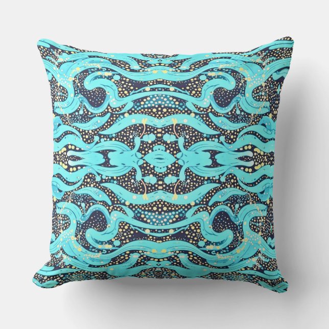Underwater Dancing Sea Snakes Abstract Pattern Throw Pillow (Front)