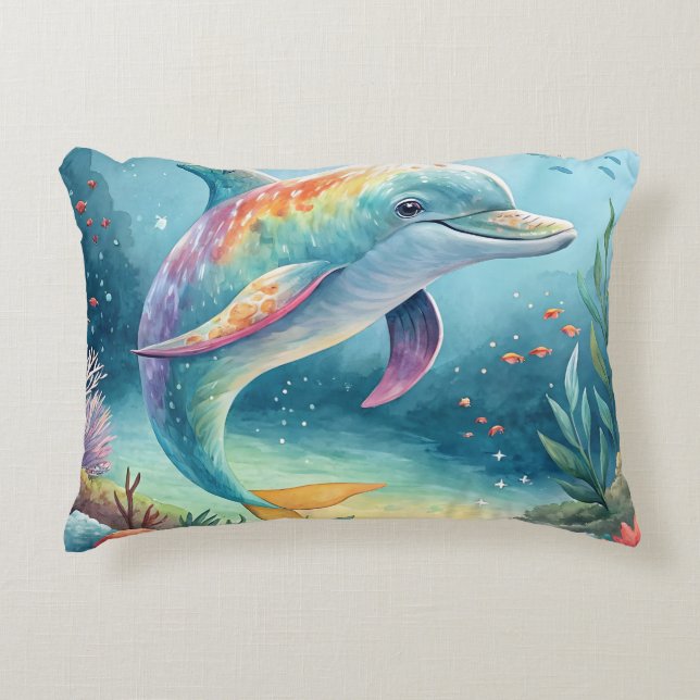 Underwater Dolphin Accent Pillow (Front)