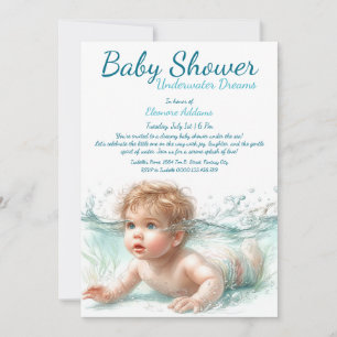 Underwater Dreams Watercolor Baby Shower Invitation