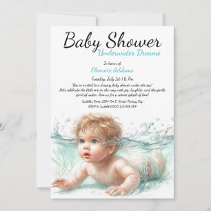 Underwater Dreams Watercolor Baby Shower Invitation