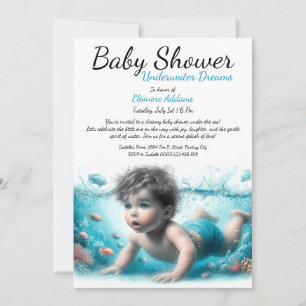Underwater Dreams Watercolor Baby Shower Invitation