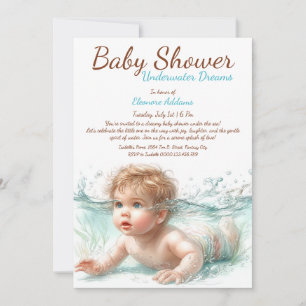 Underwater Dreams Watercolor Baby Shower Invitation