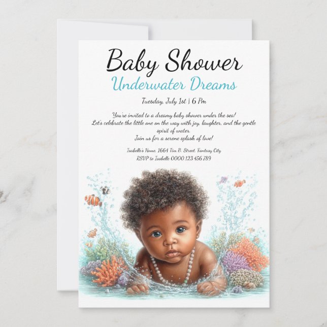Underwater Dreams Watercolor Baby Shower Invitation (Front)