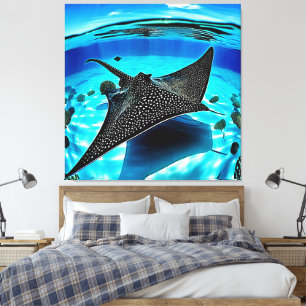 Underwater Eagle Ray Design Canvas Print