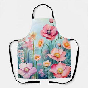 Underwater Elegant Watercolor Anemones Apron