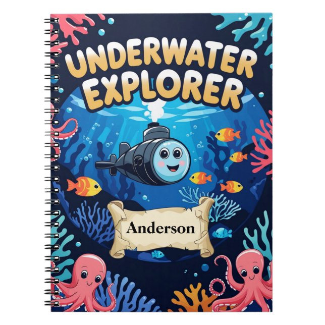 Underwater Explorer – Personalized Ocean Adventure Notebook (Front)