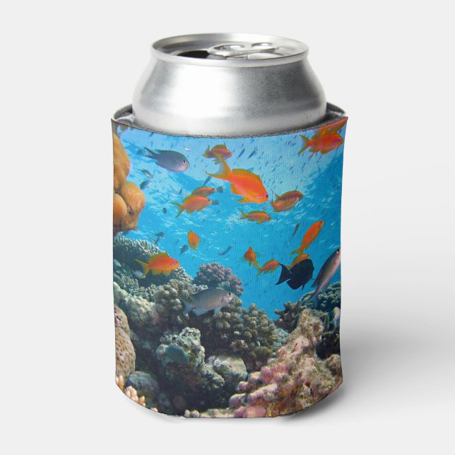 Underwater Fish and Coral Scene Can Cooler (Can Front)