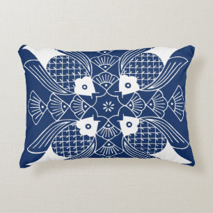 Underwater Fish Design with Blue Background Accent Pillow