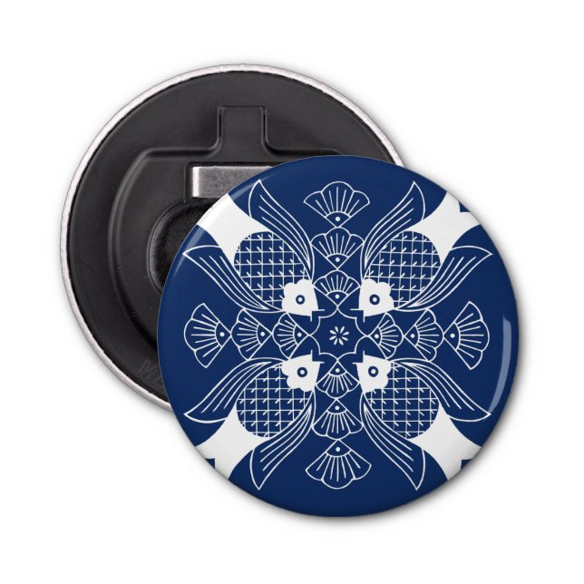 Underwater Fish Design with Blue Background Bottle Opener (Front)