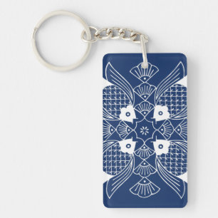 Underwater Fish Design with Blue Background Keychain