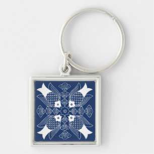 Underwater Fish Design with Blue Background Keychain