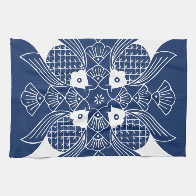 Underwater Fish Design with Blue Background Kitchen Towel (Horizontal)