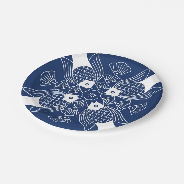 Underwater Fish Design with Blue Background Paper Plate (Angled)