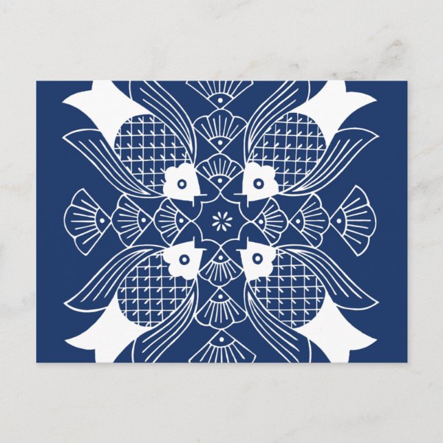 Underwater Fish Design with Blue Background Postcard (Front)