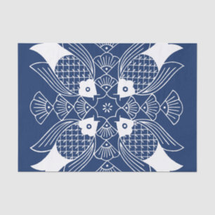 Underwater Fish Design with Blue Background Tissue Paper