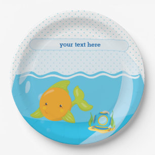 Underwater fish paper plate