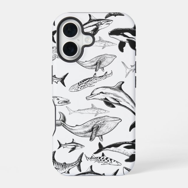 Underwater Giants Pattern iPhone 16 Case (Back)