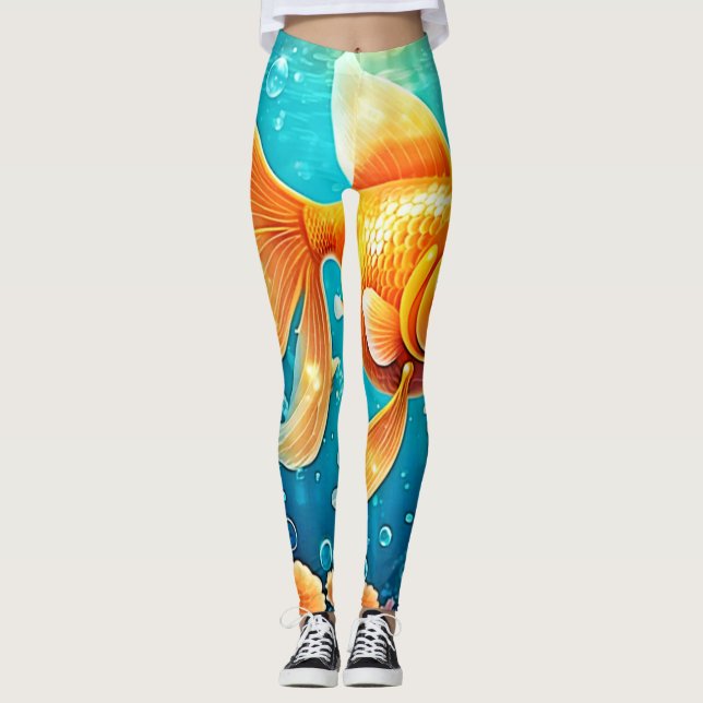 Underwater Goldfish Art Leggings (Front)