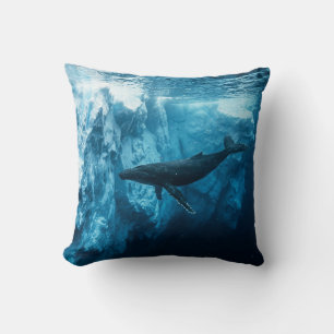 Underwater iceberg and a Humpback Whale Throw Pillow