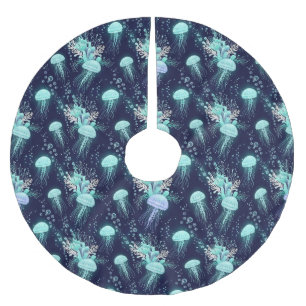 Underwater Jellyfish Pattern Brushed Polyester Tree Skirt