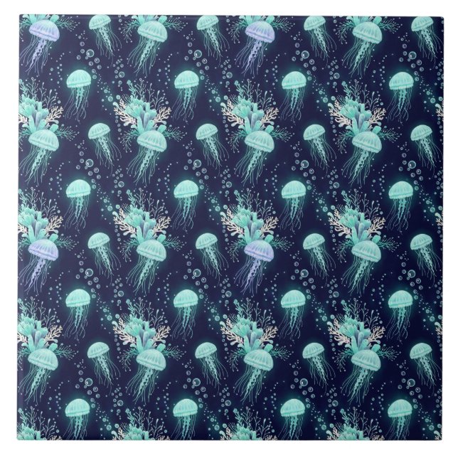 Underwater Jellyfish Pattern Tile (Front)