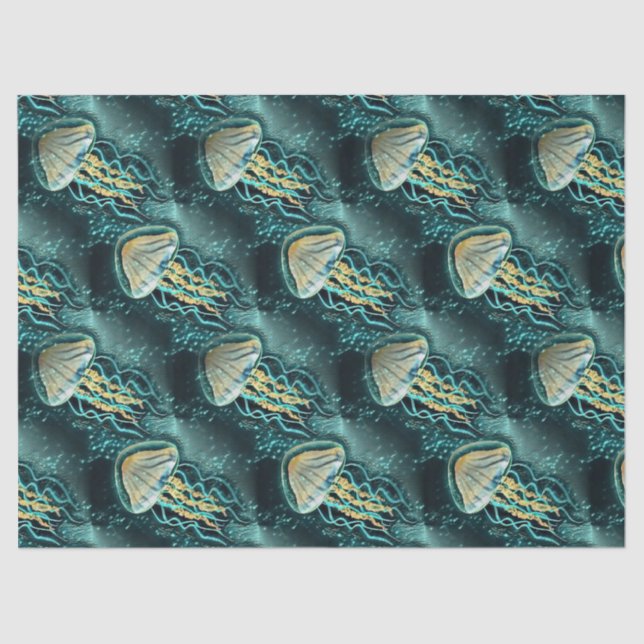 Underwater Jellyfish Teal Tissue Paper (Front)