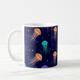 Underwater jellyfish world: bright pattern. coffee mug