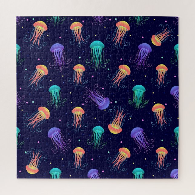 Underwater jellyfish world: bright pattern. jigsaw puzzle (Vertical)