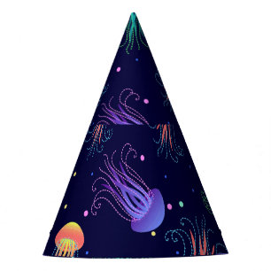 Underwater jellyfish world: bright pattern. party hat