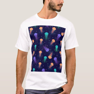 Underwater jellyfish world: bright pattern. T-Shirt